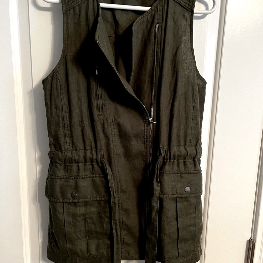 Linen blend boho vest
